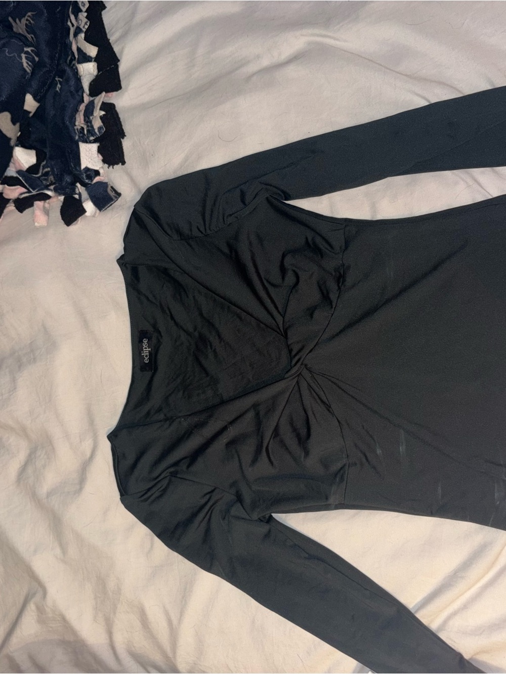 Eclipse Black Long Sleeve Twist-Front Top